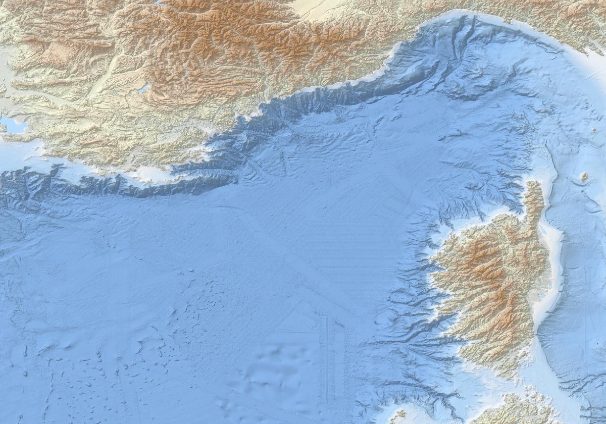 Bathymetry of the north-western Mediterranean (EMODnet).